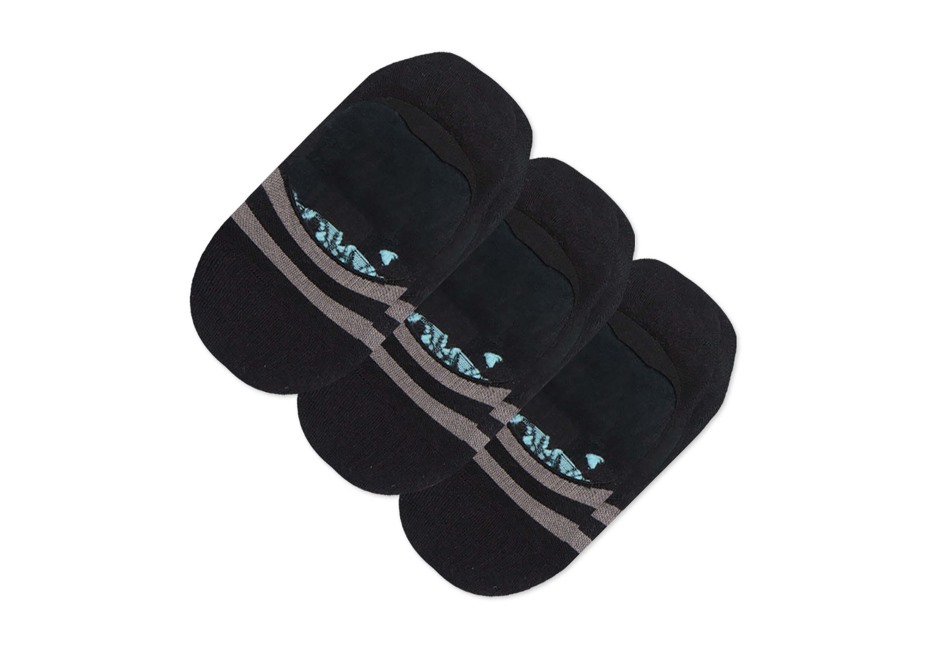 Toms Ultimate No Show çorap Siyah 3'lü Paket Siyah çizgili