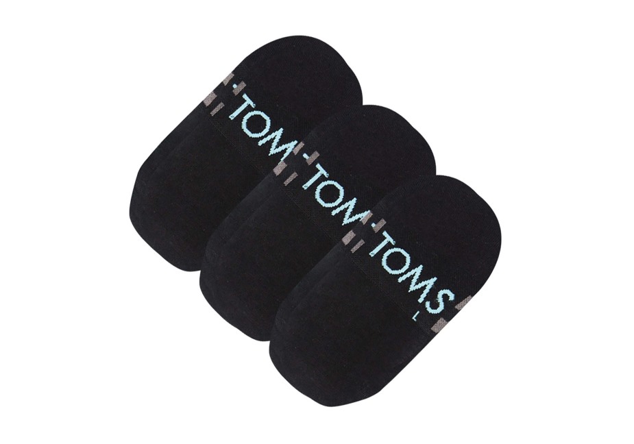 Toms Ultimate No Show çorap Siyah 3'lü Paket Siyah çizgili