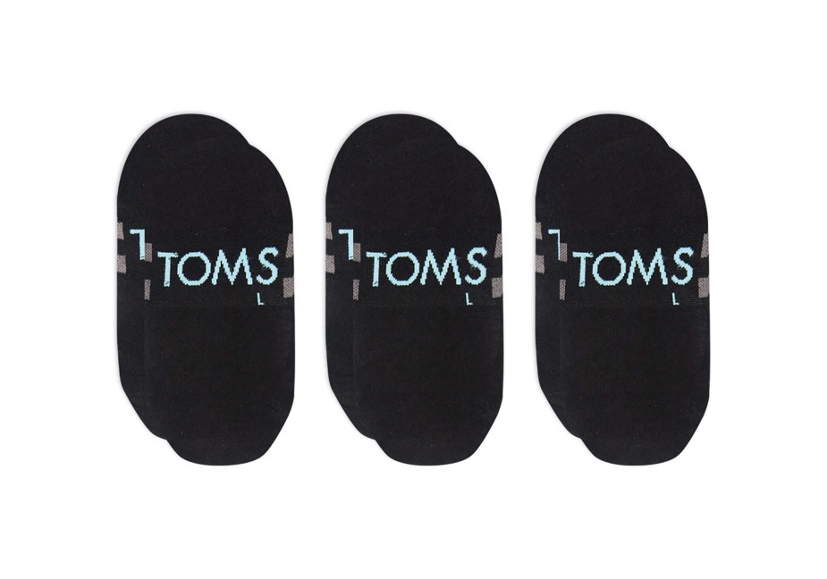 Toms Ultimate No Show çorap Siyah 3'lü Paket Siyah çizgili