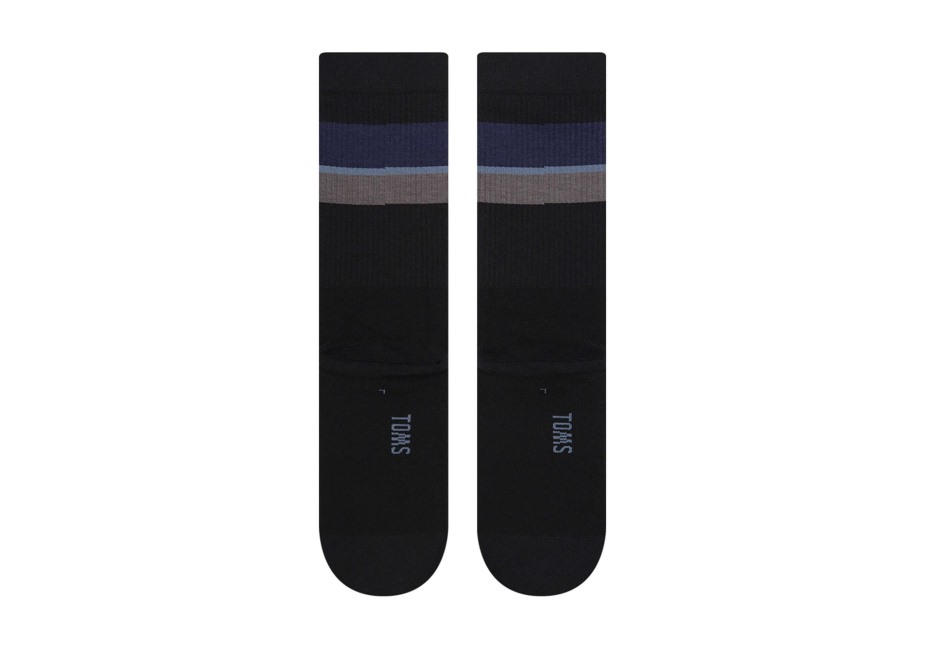 Toms Hafif Yastıklı Ekip çorabı Siyah çizgili Siyah çizgili