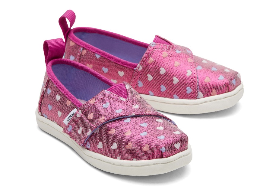 Toms Minik Alpargata Pırıltılı Kalpler Fuşya