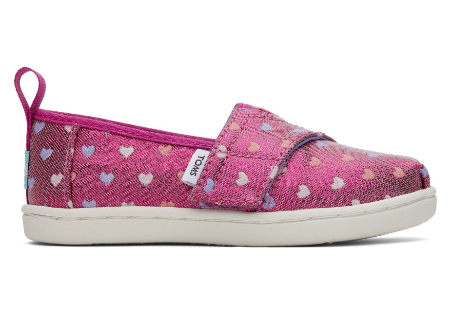 Toms Minik Alpargata Pırıltılı Kalpler Fuşya