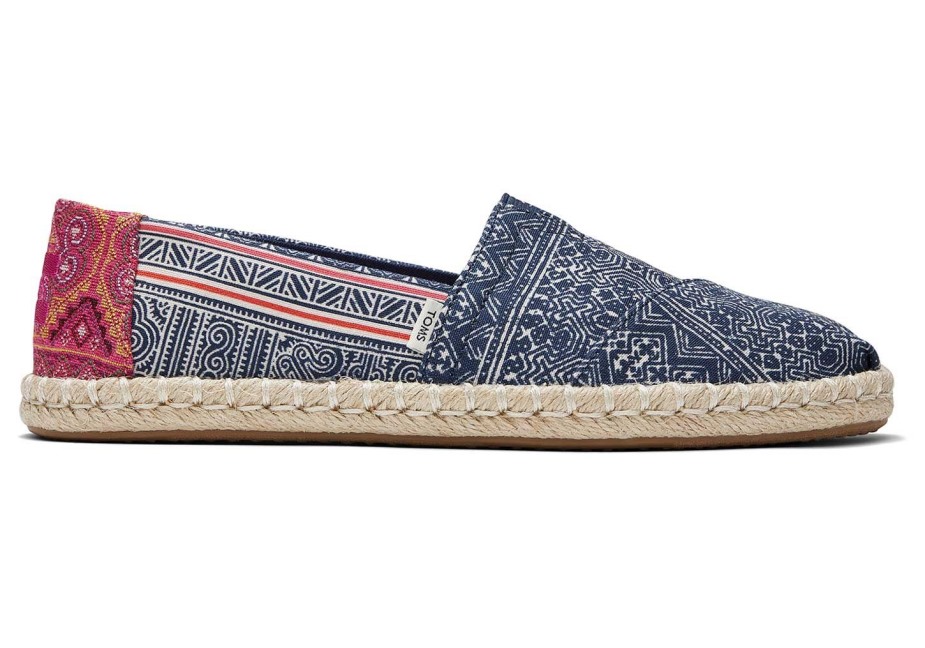 Toms Hmong çivit çiçekli Ip Espadrille çivit
