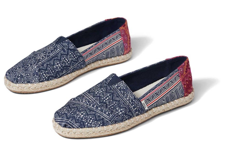 Toms Hmong çivit çiçekli Ip Espadrille çivit
