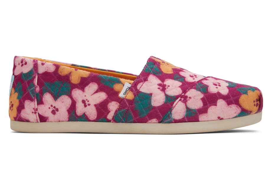 Toms Alpargata Kapitone çiçek Fuşya çiçek Açar