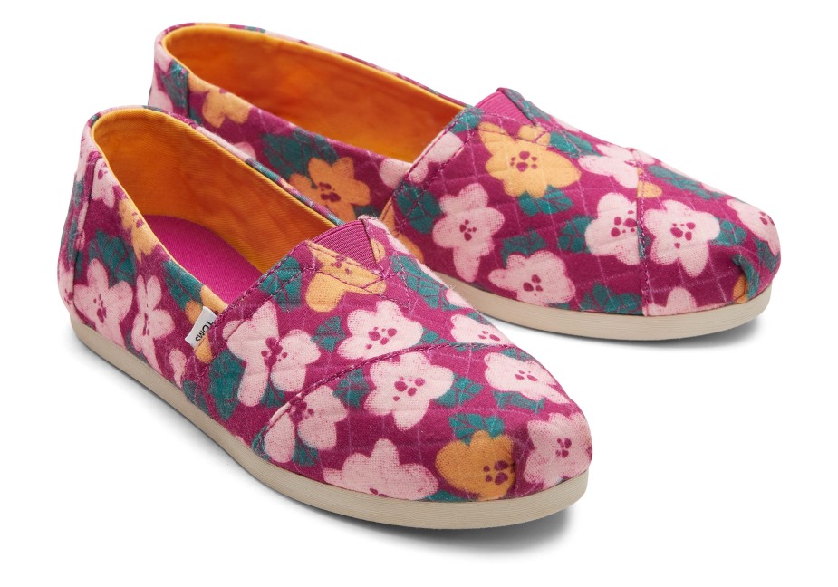 Toms Alpargata Kapitone çiçek Fuşya çiçek Açar