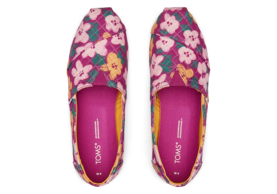 Toms Alpargata Kapitone çiçek Fuşya çiçek Açar