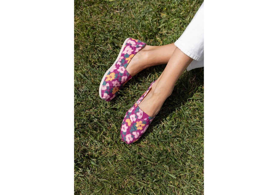Toms Alpargata Kapitone çiçek Fuşya çiçek Açar
