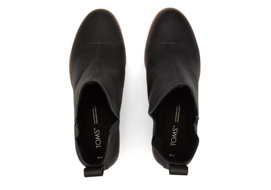 Toms Ever Cutout Patik Siyah Deri