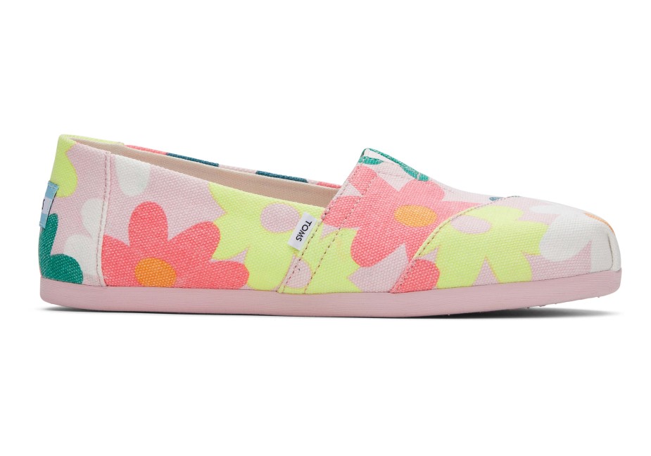 Toms Alpargata Retro çiçek Kireçli Pembe