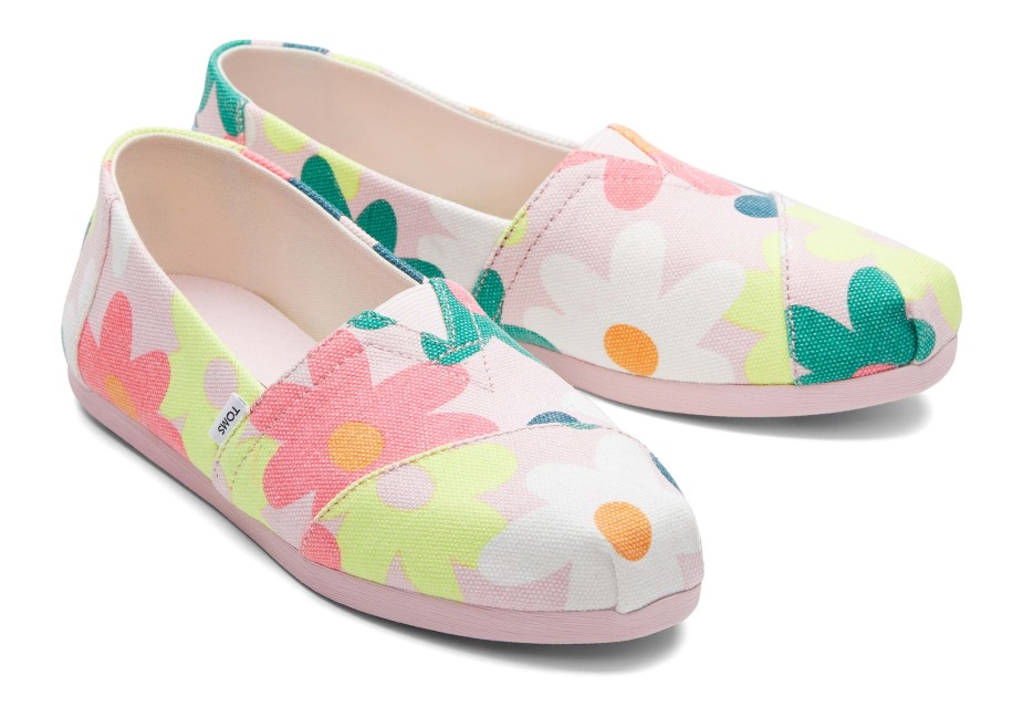 Toms Alpargata Retro çiçek Kireçli Pembe