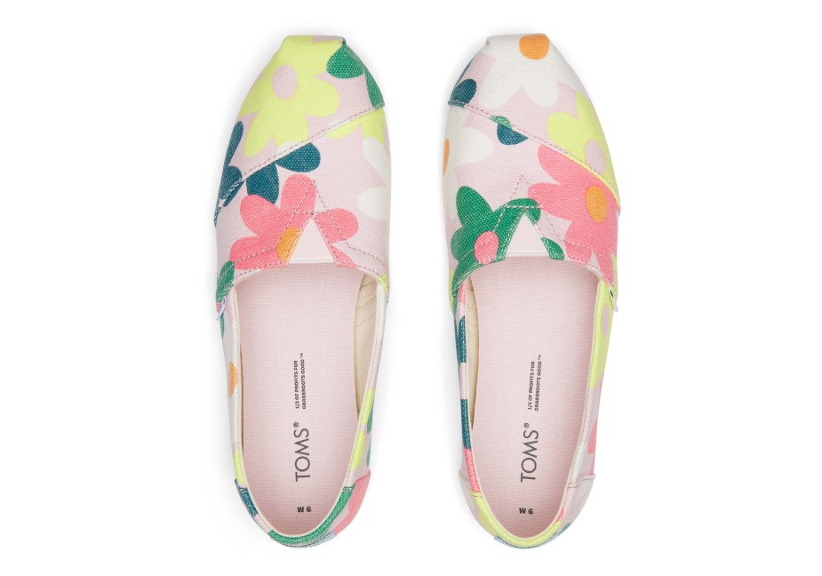 Toms Alpargata Retro çiçek Kireçli Pembe