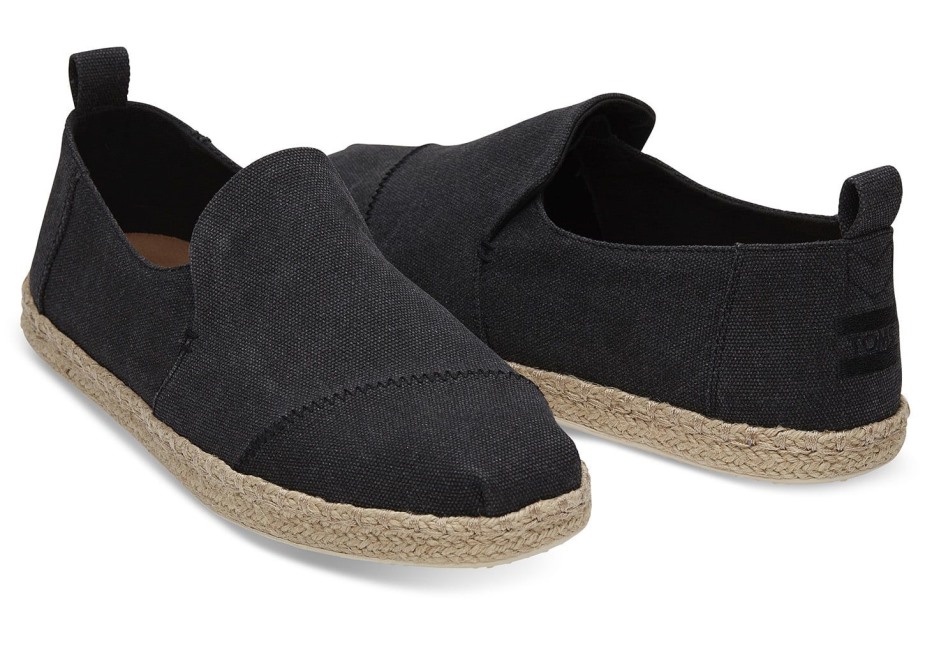 Toms Espadrille Alpargata Siyah Yıkanmış