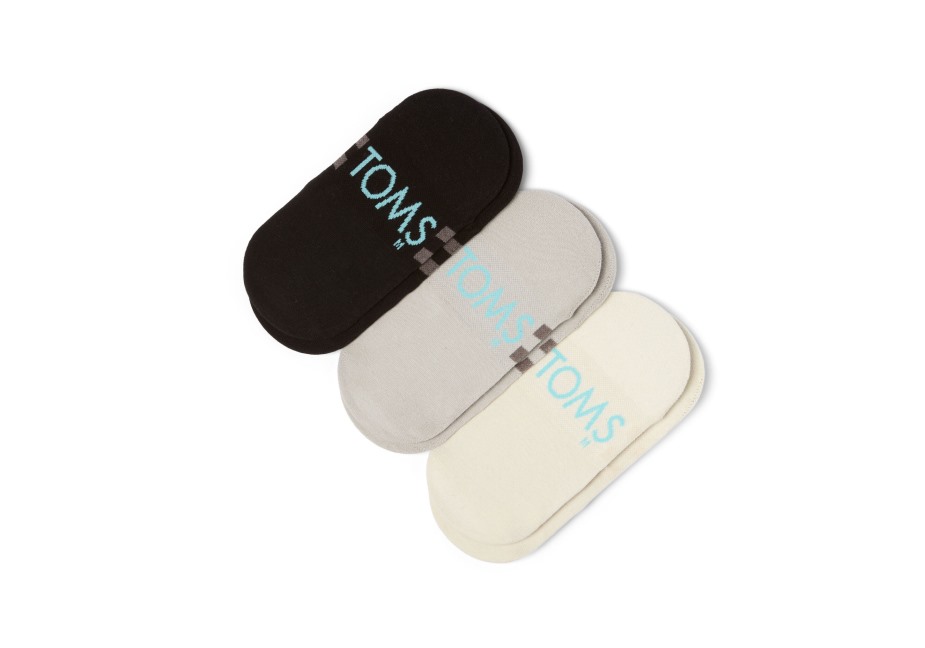 Toms Ultimate No Show çorap Karışık Gri 3'lü Karışık Gri çizgili