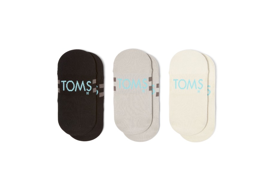 Toms Ultimate No Show çorap Karışık Gri 3'lü Karışık Gri çizgili