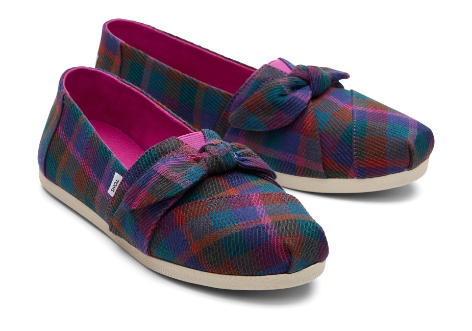 Toms Alpargata Ekose Yay Fuşya Ekose