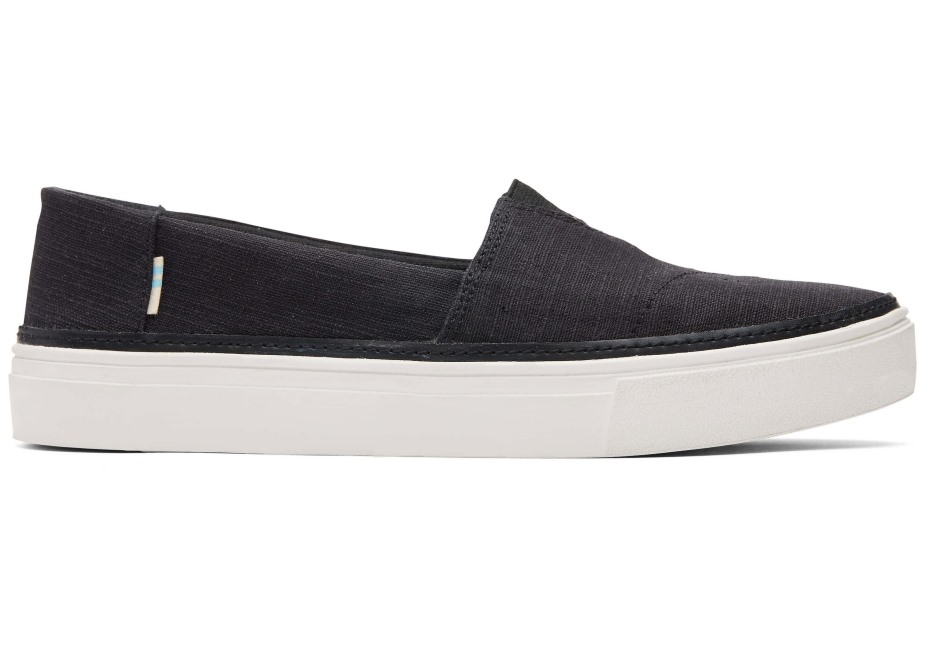 Siyah Keten üzerinde Toms Parker Slip