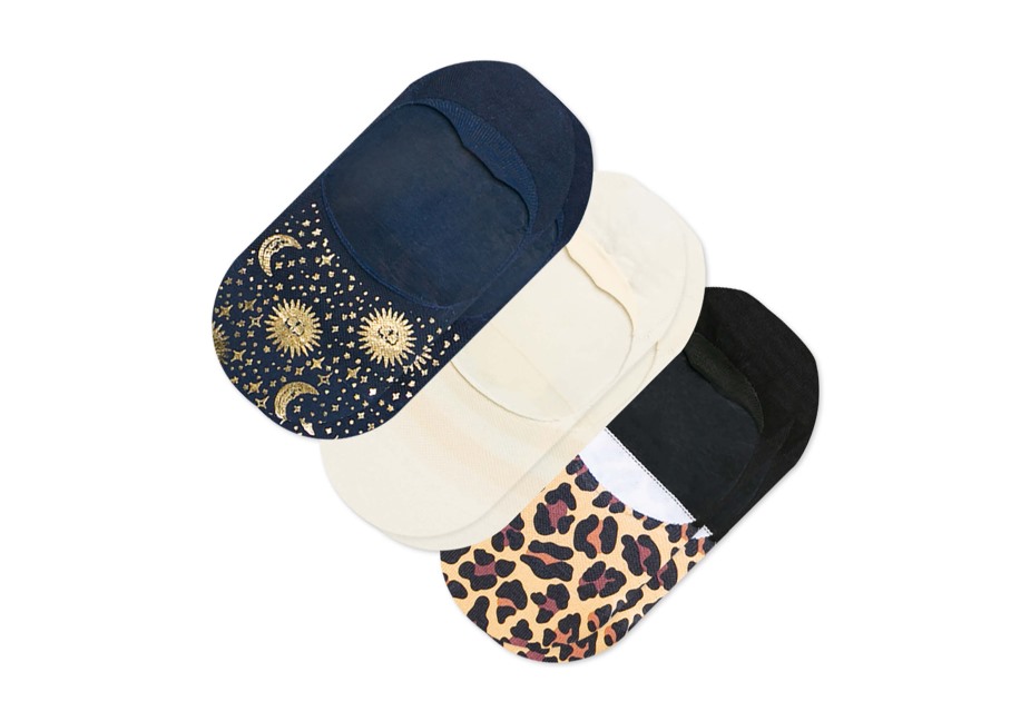 Toms Nihai No Show çorap Göksel 3'lü Paket Göksel şerit Leopar