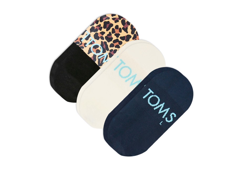Toms Nihai No Show çorap Göksel 3'lü Paket Göksel şerit Leopar