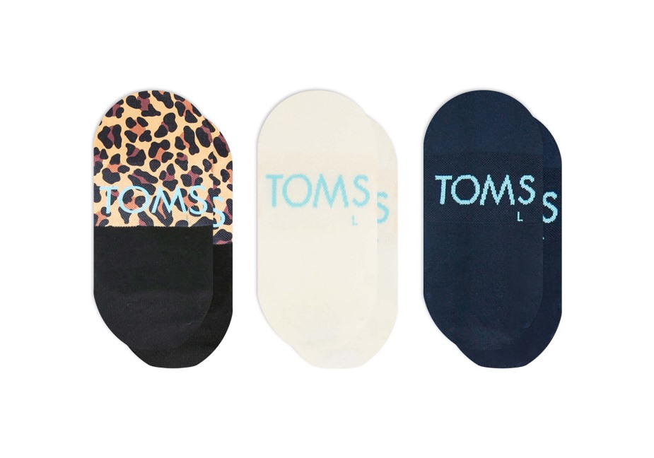 Toms Nihai No Show çorap Göksel 3'lü Paket Göksel şerit Leopar