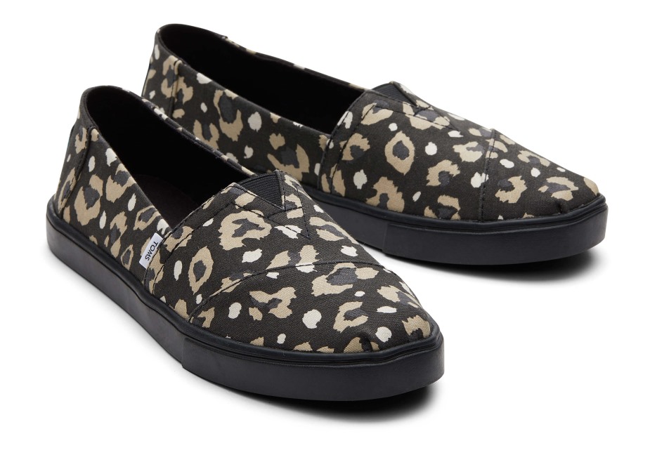 Toms Alpargata çanak Taban Kayması Siyah Leopar